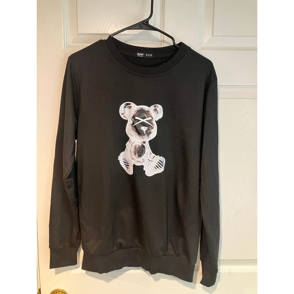 Romwe Men's Streetwear Printed Sweatshirt Undercover Teddy Bear Size S